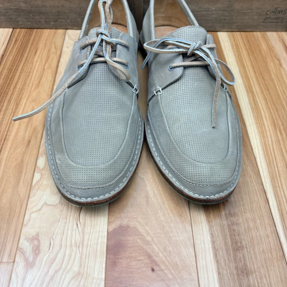 Clarks Grafted Sail Boat Shoe Gray Perforated Leather Men’s Sz 10.5